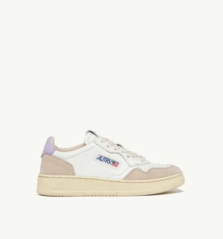 Autry Medalist Low - Leather/Suede - White/Lilac