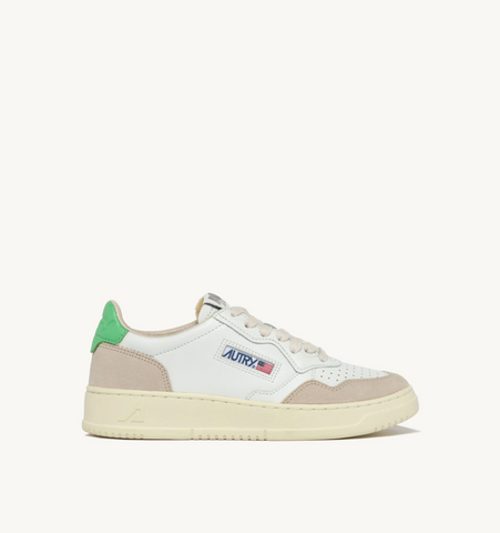 Autry Medalist Low - Leather/Suede - White/Bud Green