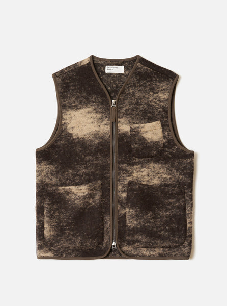 Zip Gilet - Cloud Camo Knit - Brown