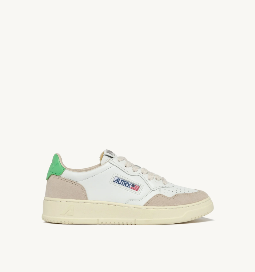 Autry Medalist Low - Leather/Suede - White/BudGreen