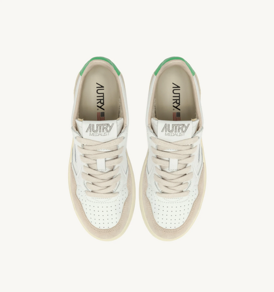 Autry Medalist Low - Leather/Suede - White/BudGreen
