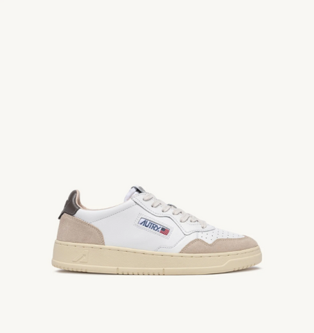 Autry Medalist Low - Leather/Suede - White/Morel