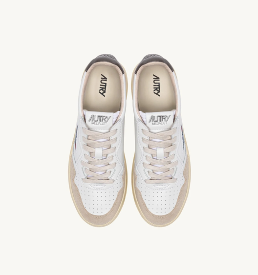 Autry Medalist Low - Leather/Suede - White/Morel