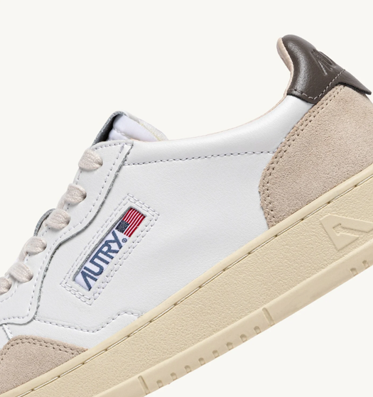 Autry Medalist Low - Leather/Suede - White/Morel
