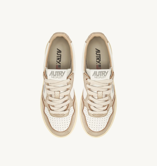 Autry Medalist Low Bi color - Leather/Leather - White/Platinium