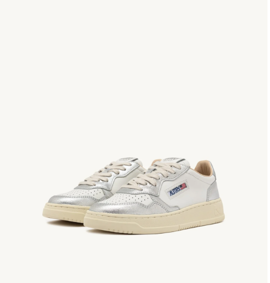 Autry Medalist Low Bi color - Leather/Leather - White/Silver