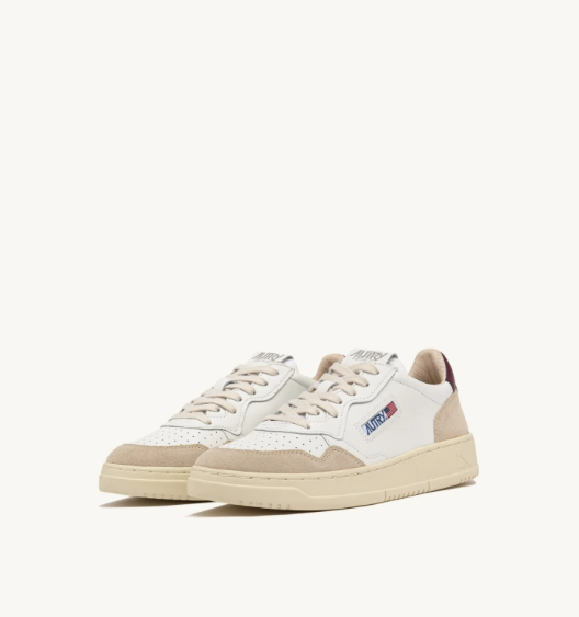 Autry Medalist Low - Leather/Suede - White/Burgundy