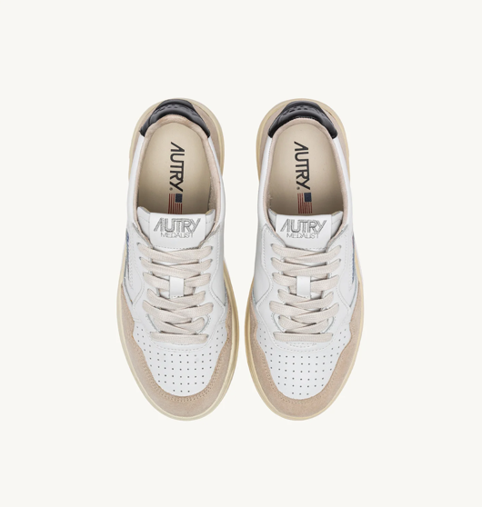Autry Medalist Low - Leather/Suede - White/Black