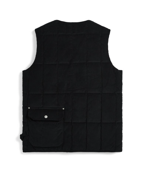 Military Button Corduroy Vest - Black
