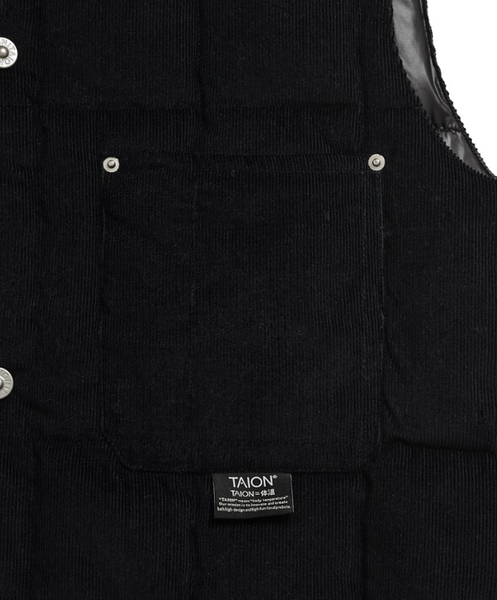 Military Button Corduroy Vest - Black
