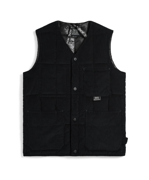 Military Button Corduroy Vest - Black