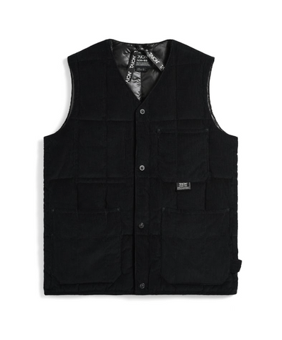 Military Button Corduroy Vest - Black