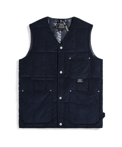 Military Button Corduroy Vest - Dark Navy