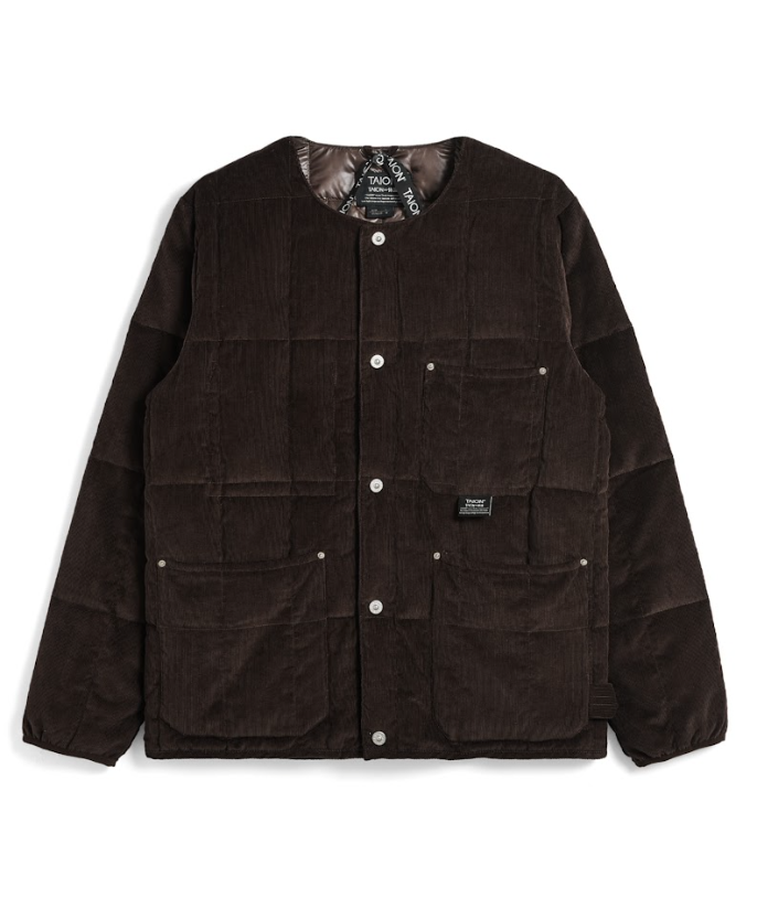 Military Button Corduroy Jacket - Dark Brown