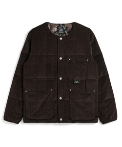 Military Button Corduroy Jacket - Dark Brown