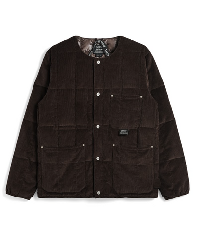 Military Button Corduroy Jacket - Dark Brown