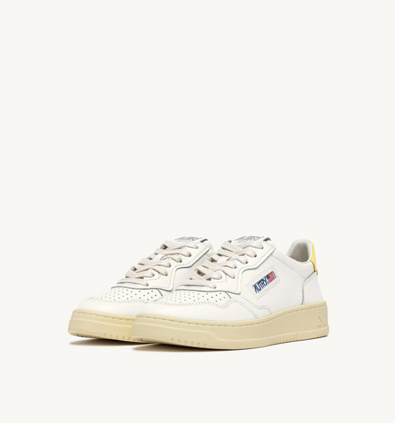 Autry Medalist Low - Leather/Leather - White/Lemon