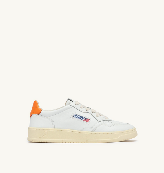 Autry Medalist Low - Leather/Leather - White/Orange