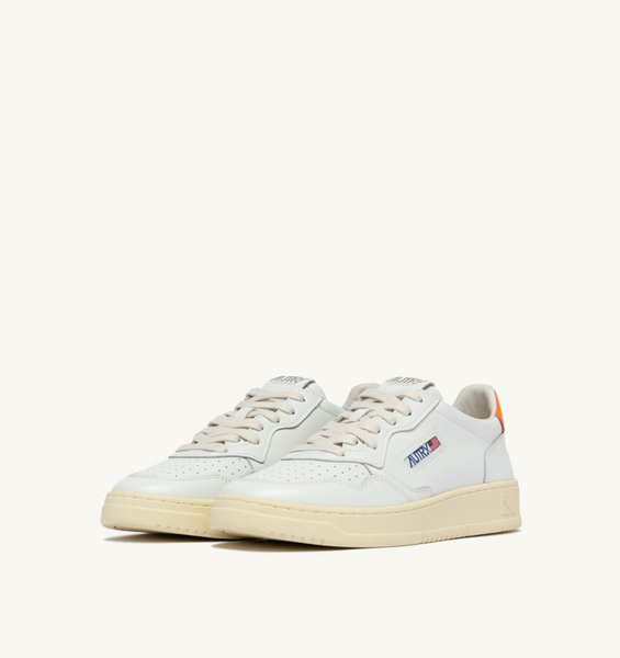 Autry Medalist Low - Leather/Leather - White/Orange