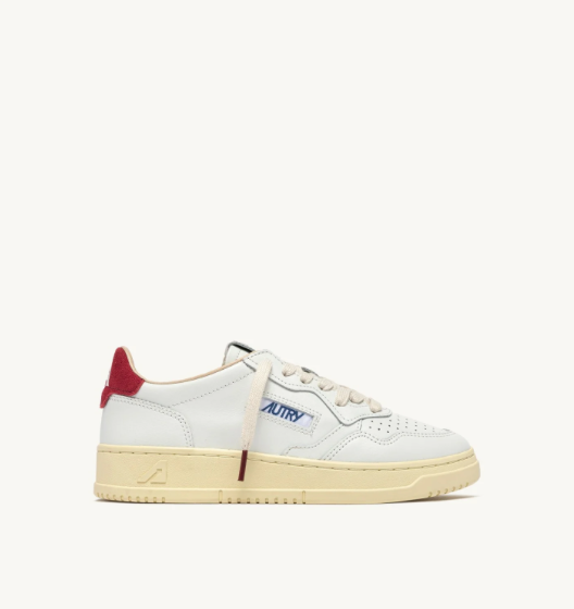 Autry Medalist Low - Leather/Leather - White/Deep Claret