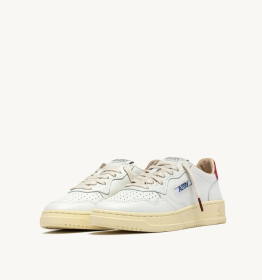 Autry Medalist Low - Leather/Leather - White/Deep Claret