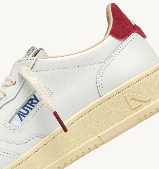 Autry Medalist Low - Leather/Leather - White/Deep Claret