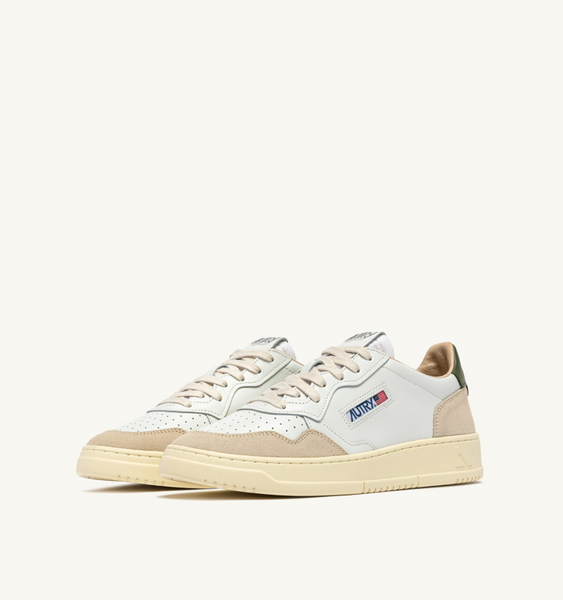 Autry Medalist Low - Leather/Suede - White/BronzeGreen