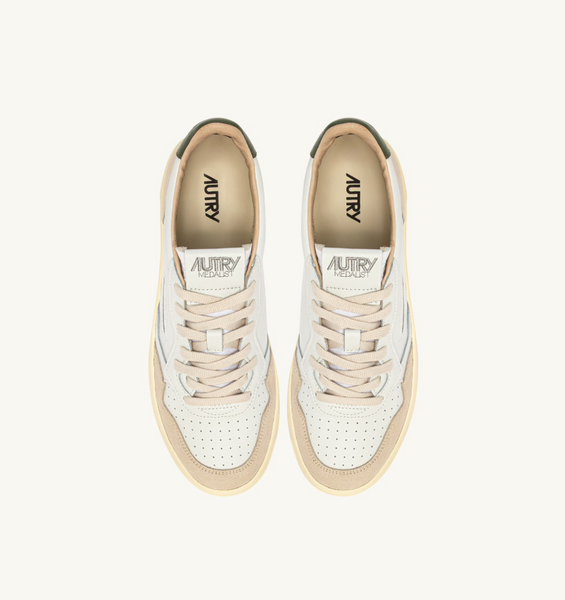 Autry Medalist Low - Leather/Suede - White/BronzeGreen