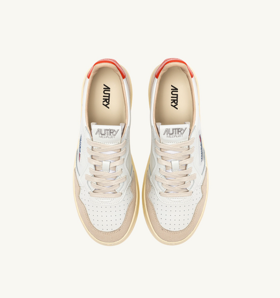 Autry Medalist Low - Leather/Suede - White/Pumpkin