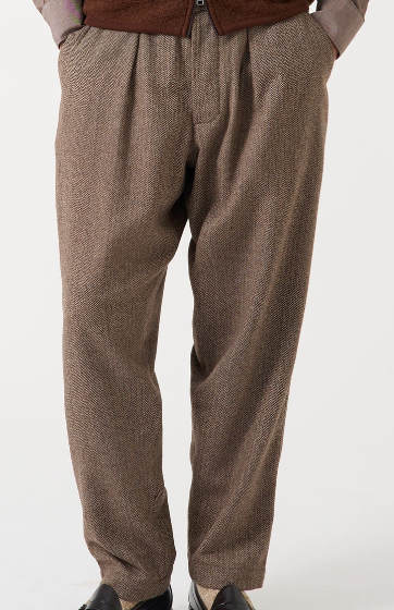 Pleated Track Pant - Wool Herringbone