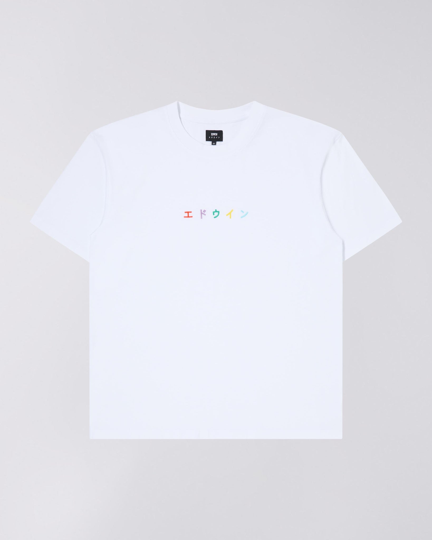 Katakana Embroidery T-Shirt - White/Multicolor