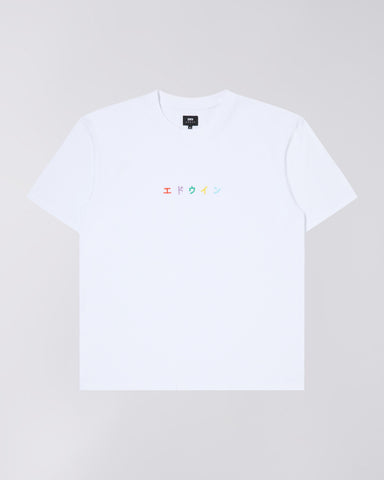Katakana Embroidery T-Shirt - White/Multicolor