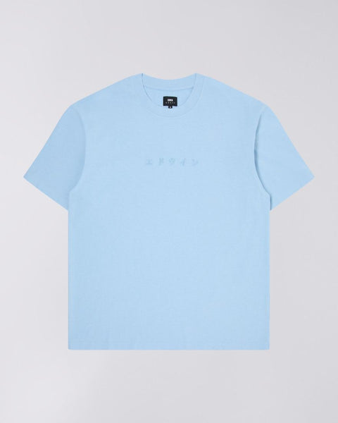 Katakana Embroidery T-Shirt - Placid Blue