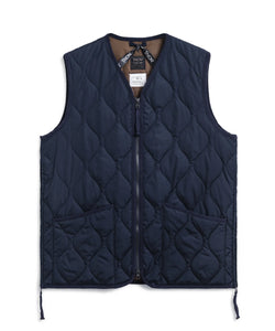 Military Zip V-Neck Down Vest - D.Navy