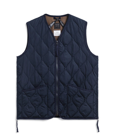 Military Zip V-Neck Down Vest - D.Navy