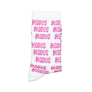 All Over BISOUS Socks - White/Pink