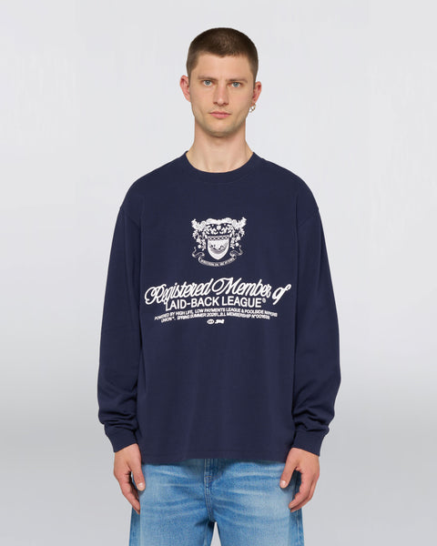 Laid Back League T-Shirt LS - Maritime Blue