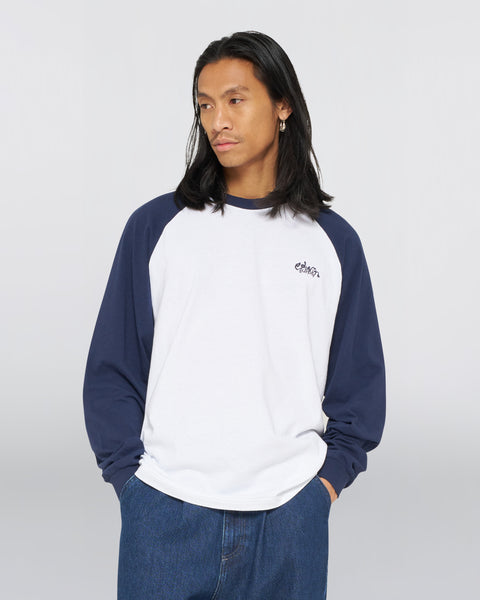 Alec T-Shirt LS - White/Navy