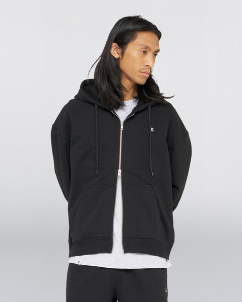 Gem Zipped Hoodie  - Black