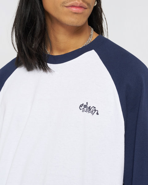 Alec T-Shirt LS - White/Navy
