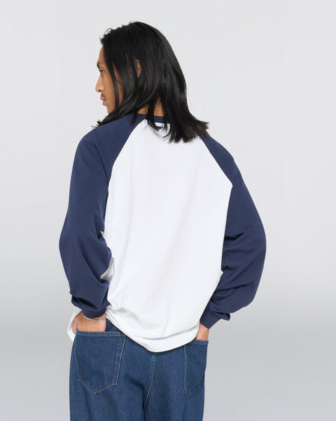 Alec T-Shirt LS - White/Navy