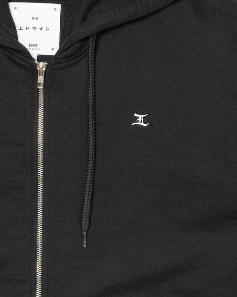 Gem Zipped Hoodie  - Black